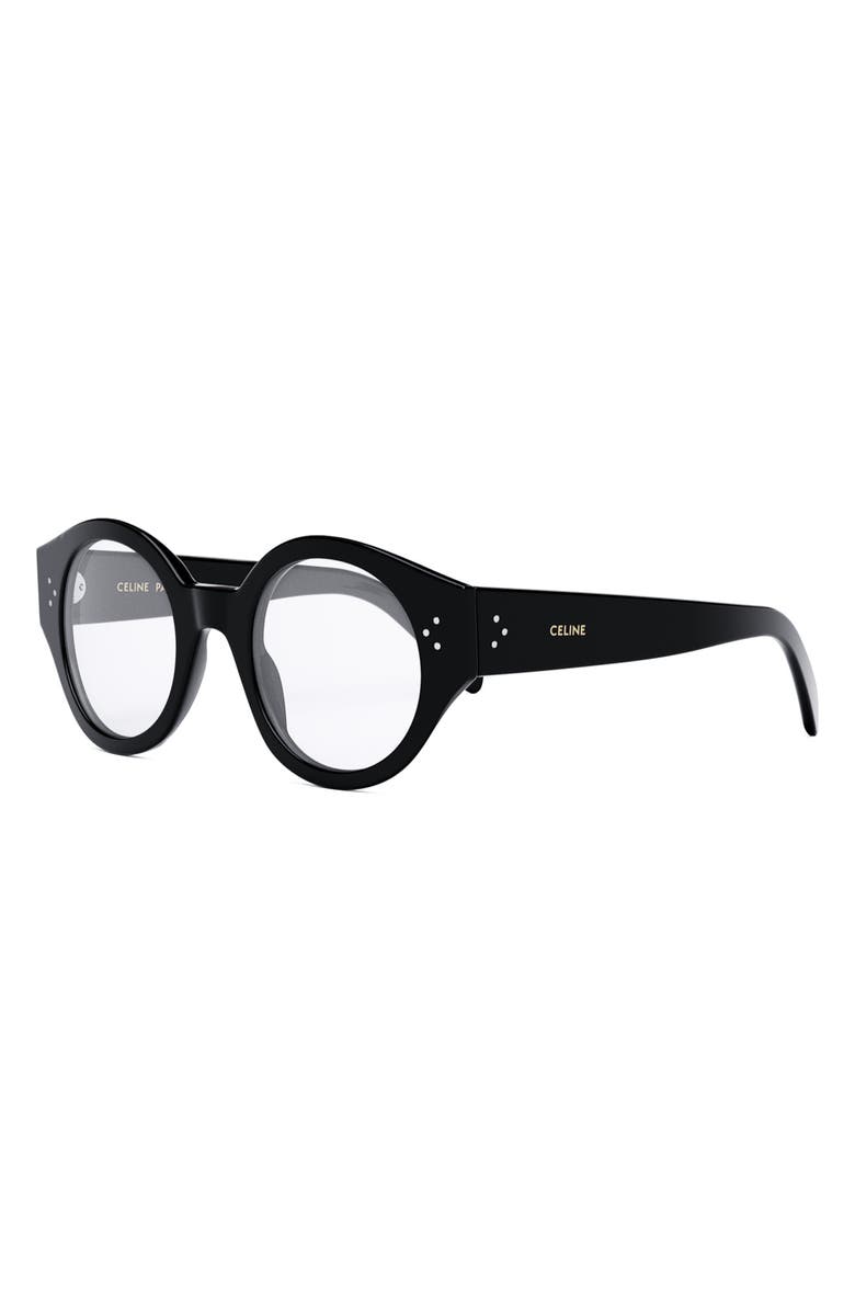 CELINE 48mm Bold Round Optical Glasses, Alternate, color,