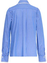 Maison Common Striped Cotton Blouse With Macrame Trim
