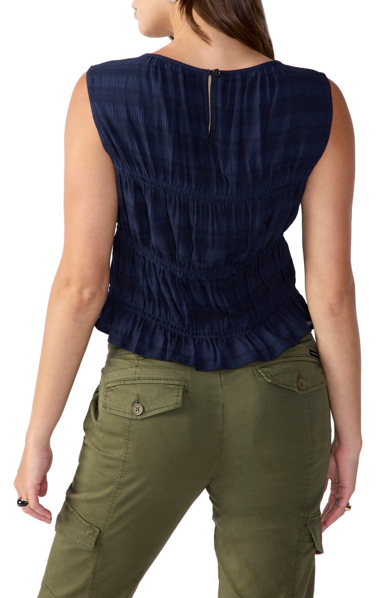 Sanctuary Shirred Sleeveless Top, Alternate, color, Navy Refle