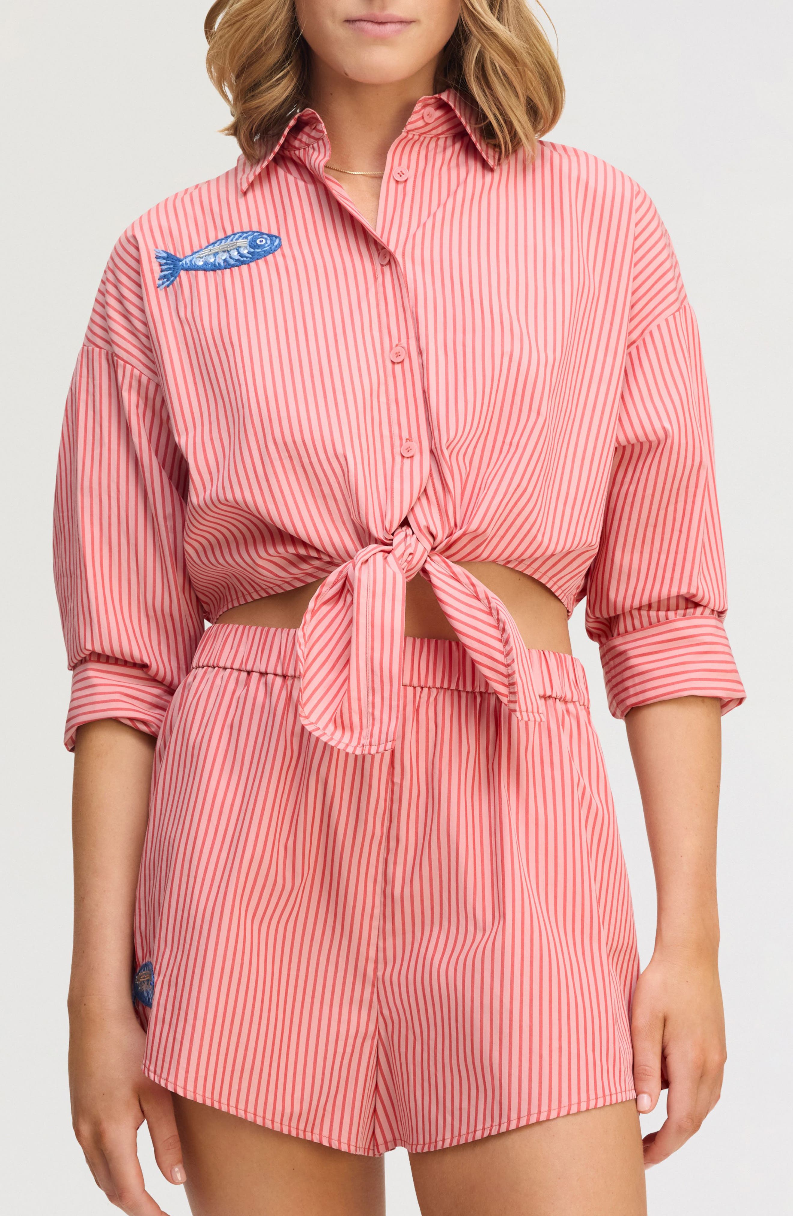 Stripe Cotton Button-Up Shirt - image 3