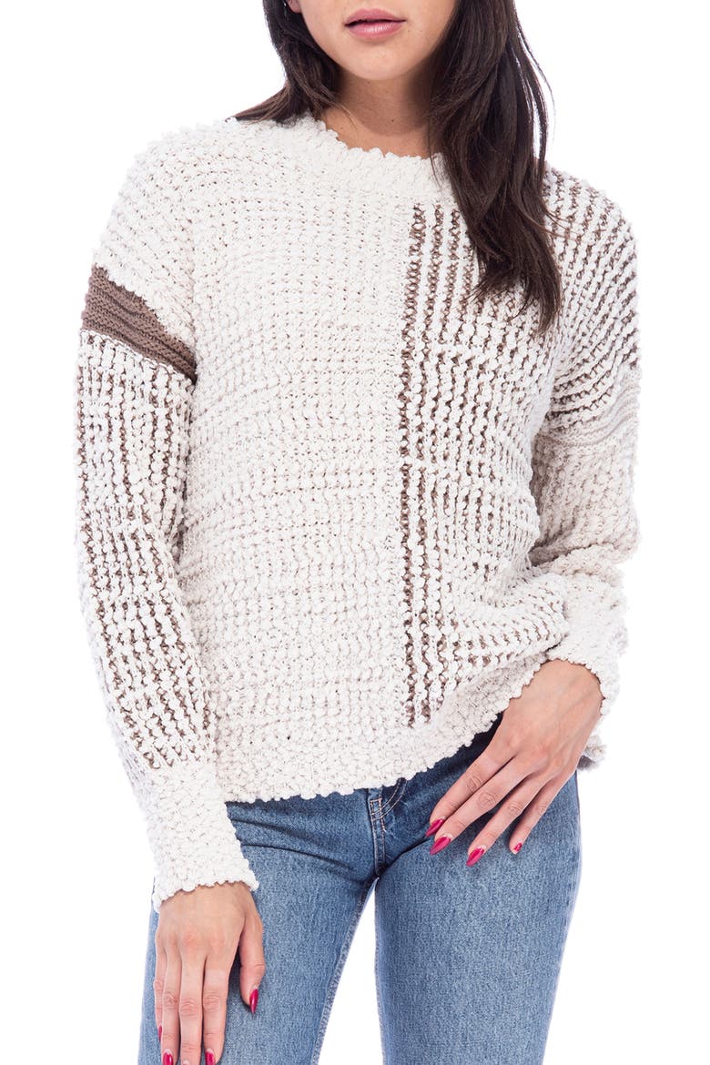 Colorblock Boucle Knit Pullover Sweater, Alternate, color, CREAM/ TAUPE