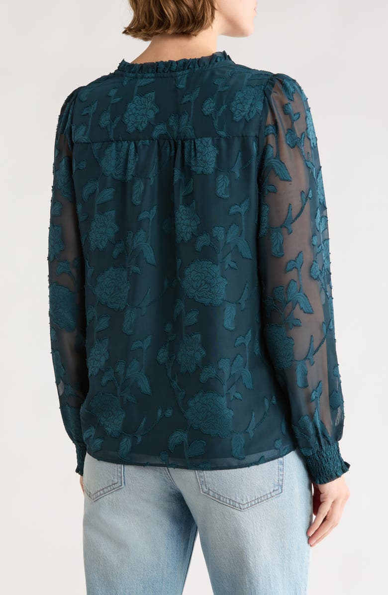 DR2 by Daniel Rainn Romantic Ruffle Button-Up Shirt, Alternate, color, Dark Teal