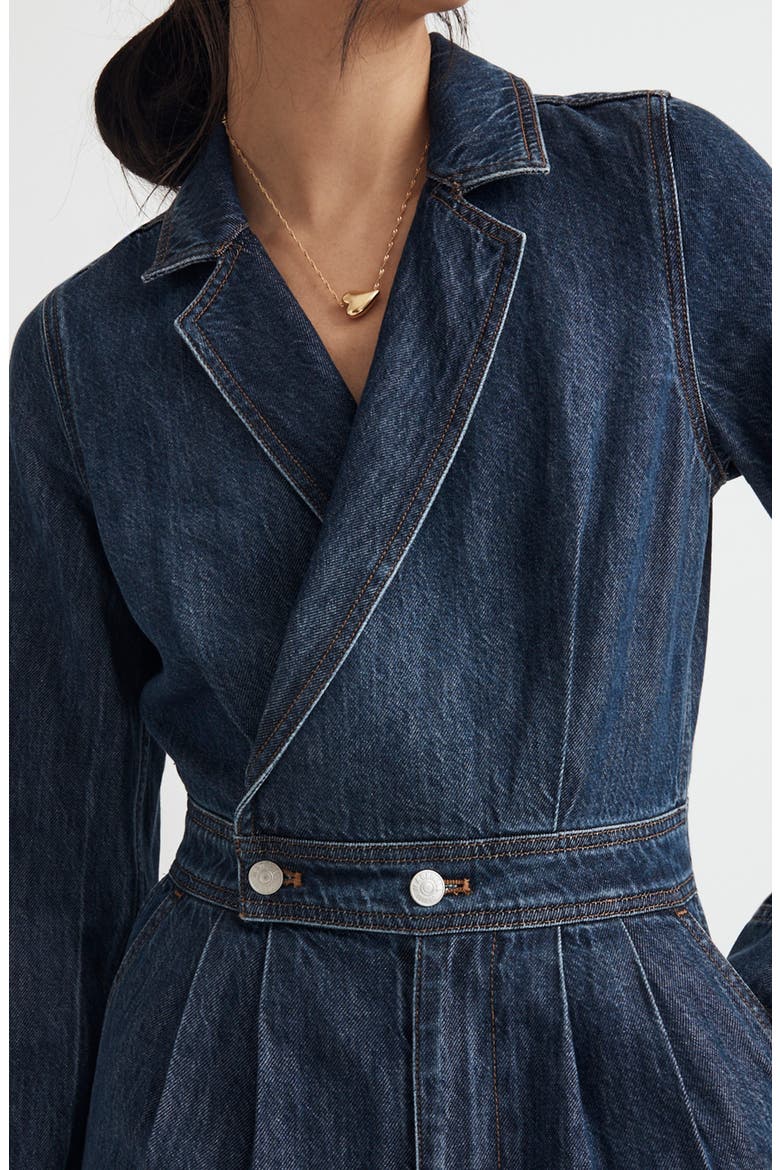 Long Sleeve Tailored Straight Leg Denim Jumpsuit, Alternate, color, NORVELL WASH