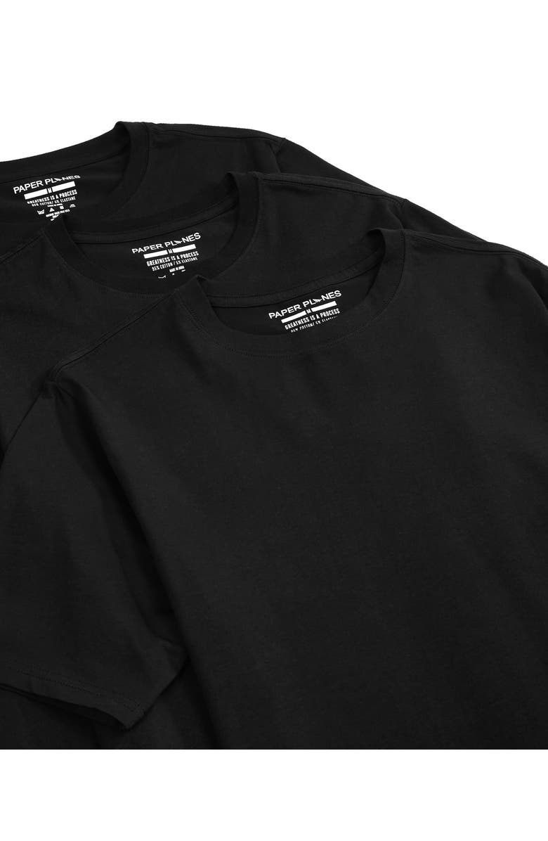 PAPER PLANES 3-Pack Essential Stretch Cotton Crewneck T-Shirt, Alternate, color, Black