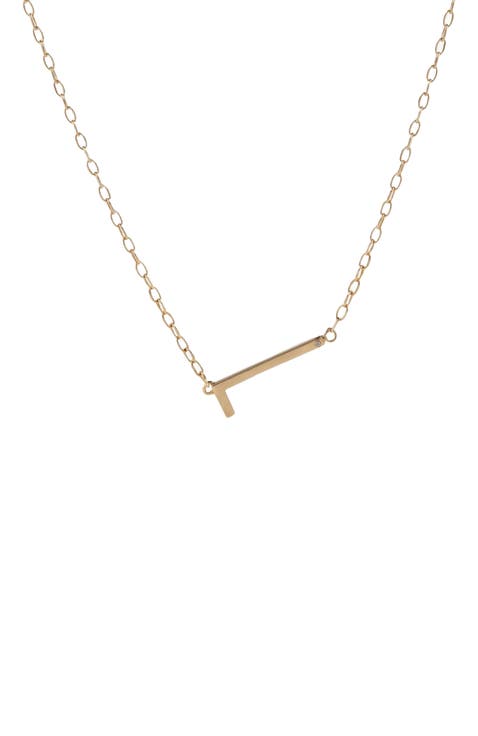 Gold Elongated Initial Pendant Necklace