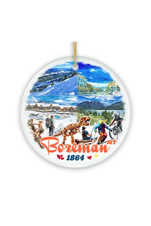 Bozeman Montana Adventure Round Ceramic Ornament