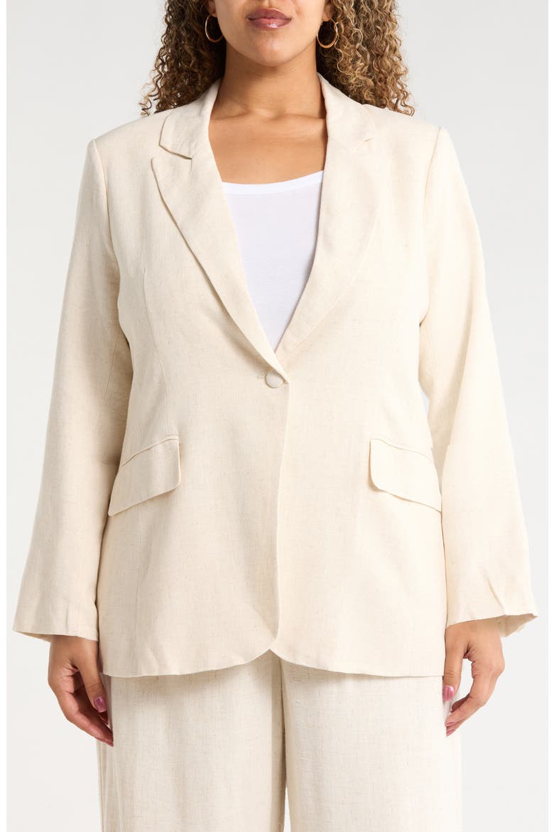 Candida Fitted Notch Lapel Blazer, Alternate, color, NATURAL