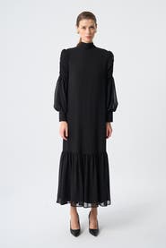 Mizalle Draped Chiffon Dress