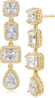 CZ by Kenneth Jay Lane Cubic Zirconia Halo Drop Earrings