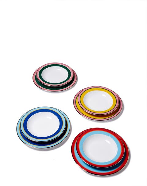 Soup And Dinner Plates Set Of 8 Rainbow Mix