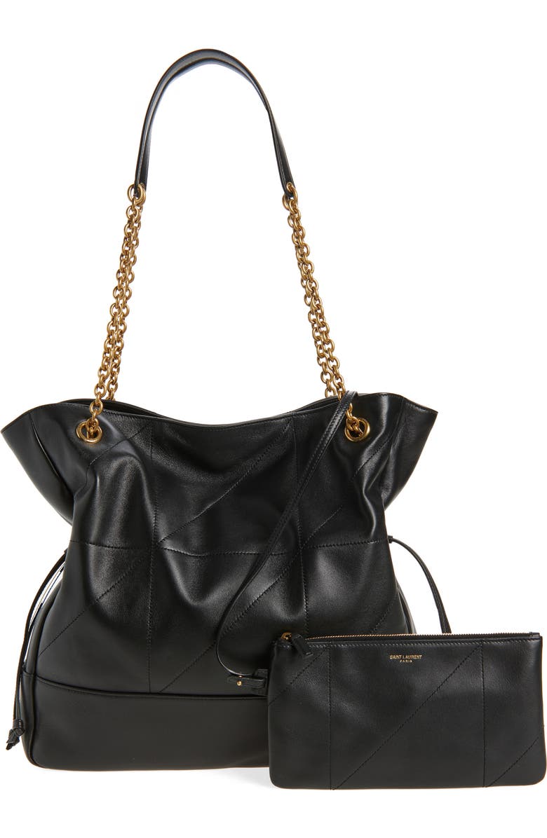 Saint Laurent Jamie 4.3 Patchwork Leather Shopper, Alternate, color, Noir