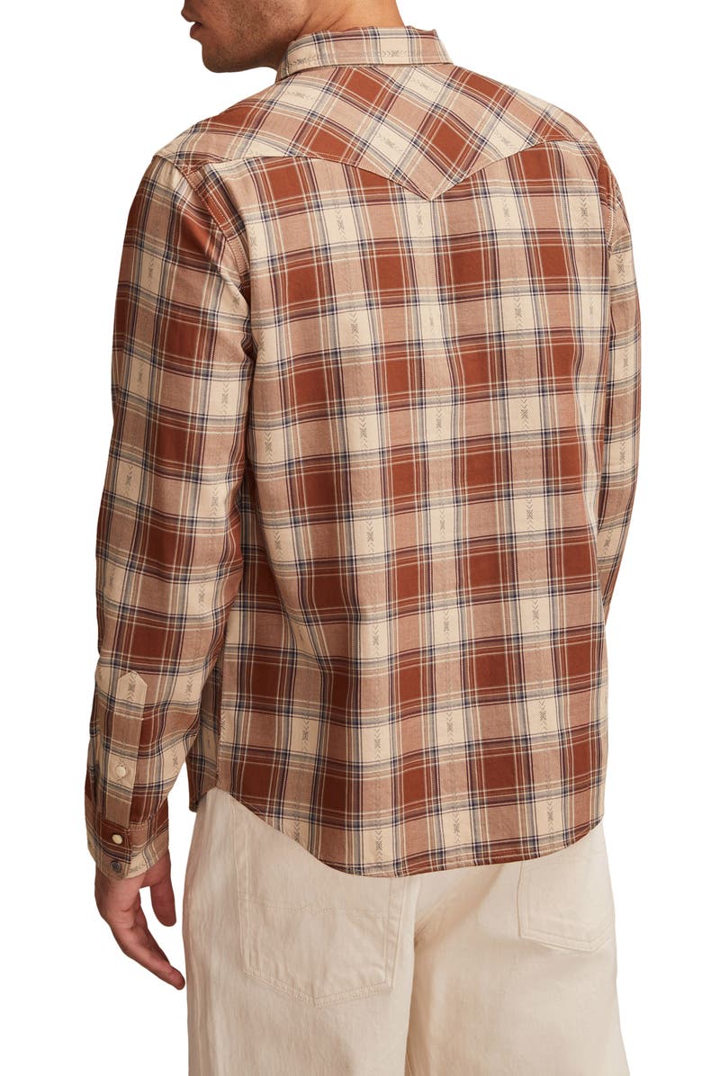 Lucky Brand Dobby Plaid Western Shirt, Alternate, color, Rust Multi