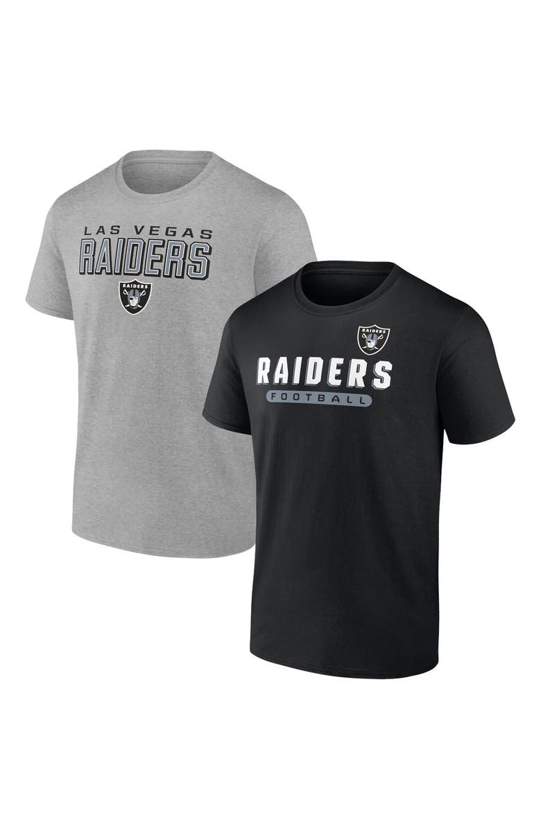 FANATICS Men's Fanatics Branded Black/Heathered Gray Las Vegas Raiders T-Shirt Combo Pack, Alternate, color, 