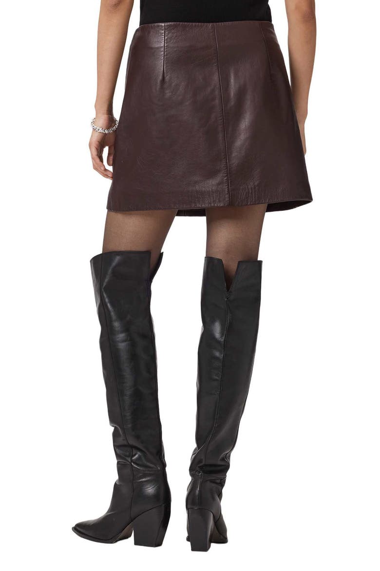 Renai Leather Miniskirt, Alternate, color, OXBLOOD RED