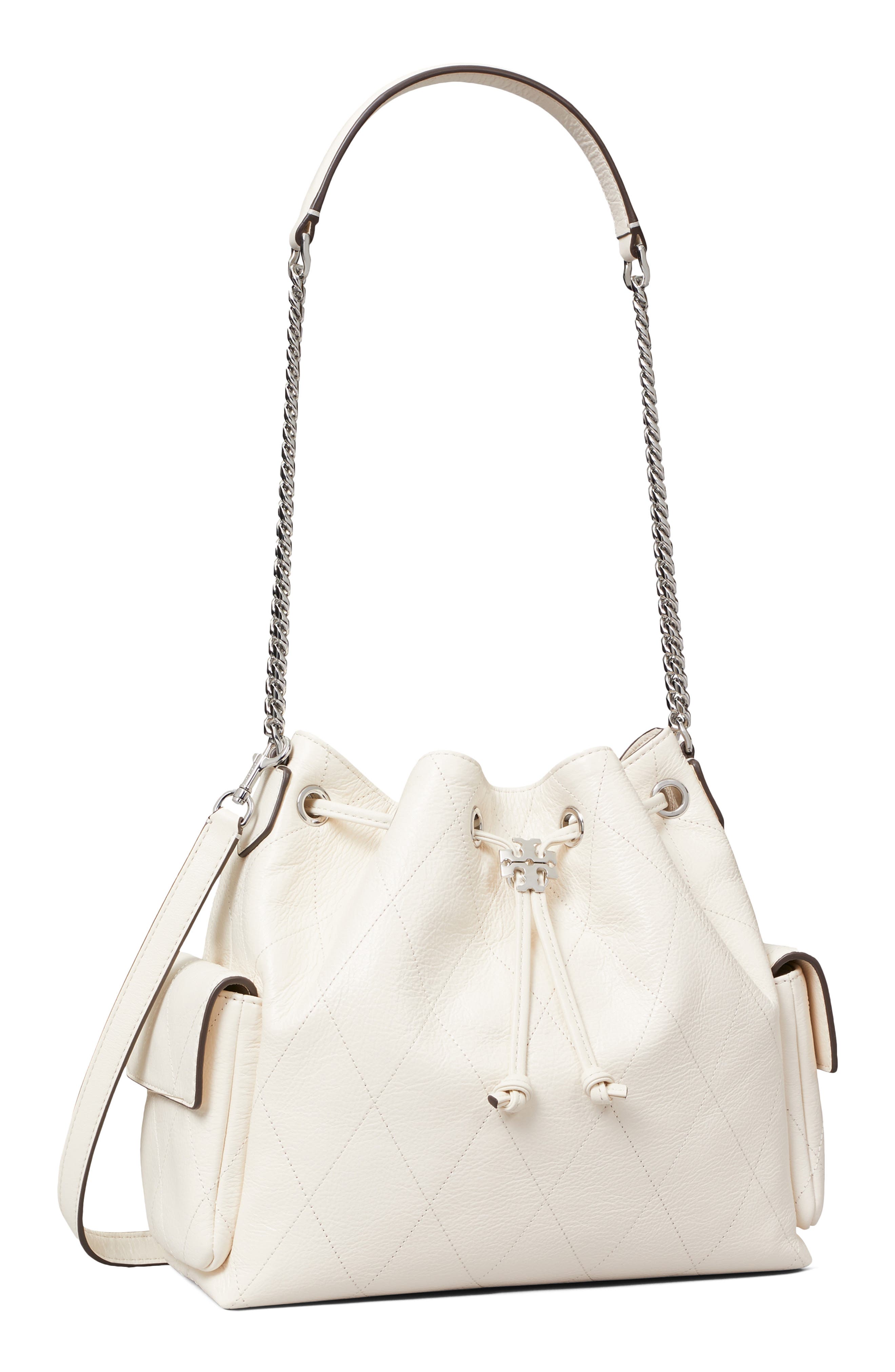 Tory Burch Charlie Quilted Leather Drawstring Shoulder Bag, Alternate, color, 