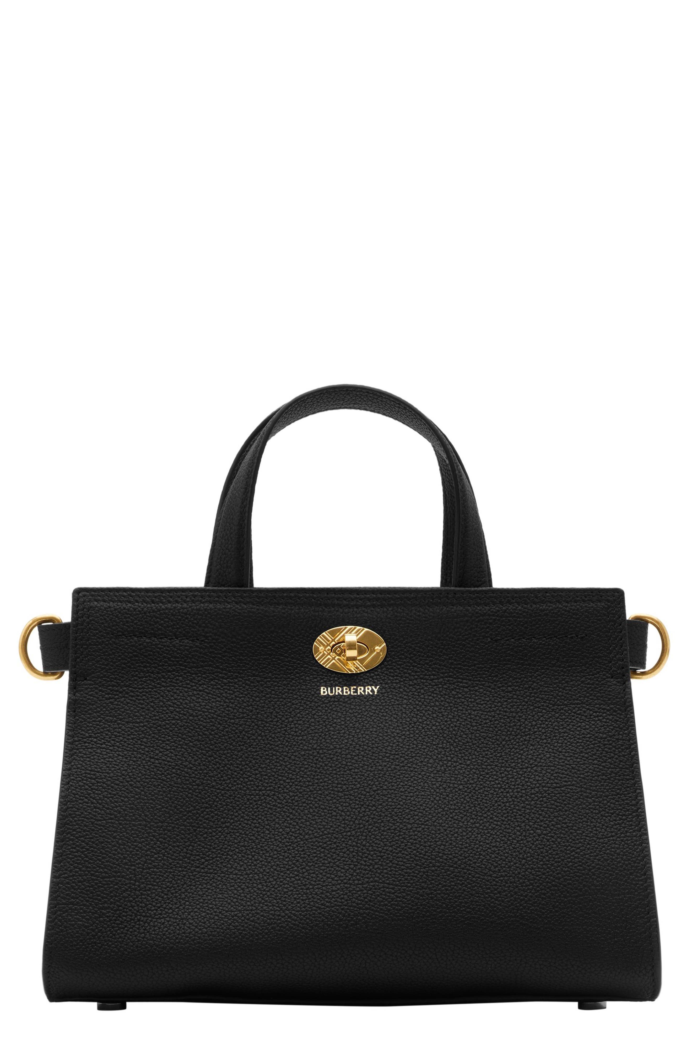 Burberry Mini Cotswolds Leather Tote, Main, color, Black