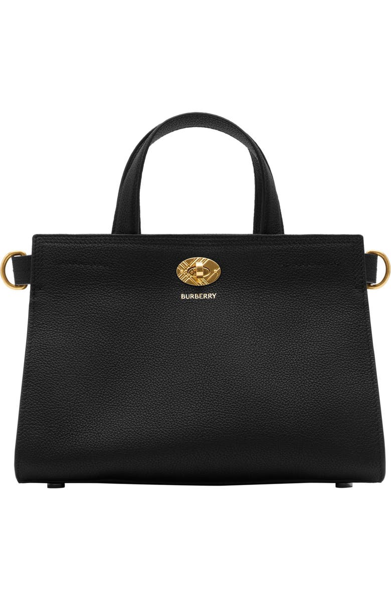 Burberry Mini Cotswolds Leather Tote, Main, color, Black