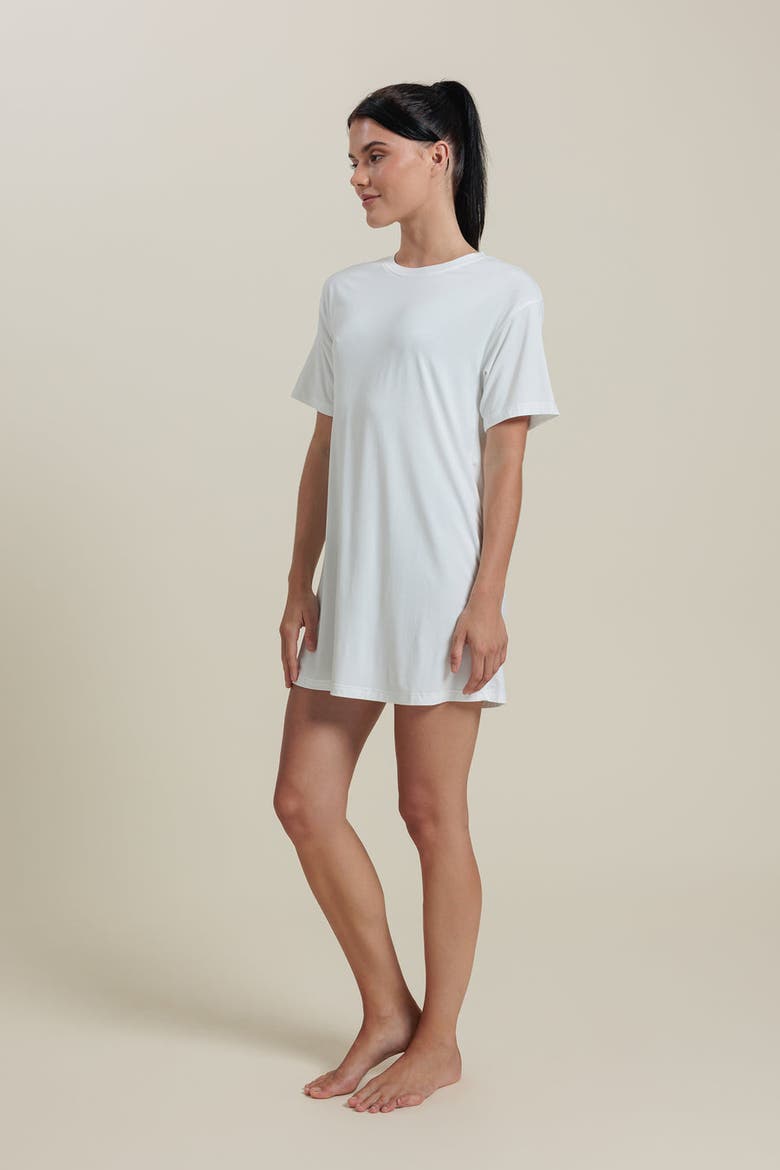 Natural Short Sleeve Tee Dress, Alternate, color, White