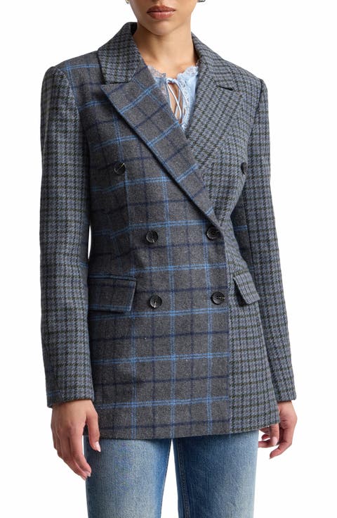Plaid Double Breasted Blazer