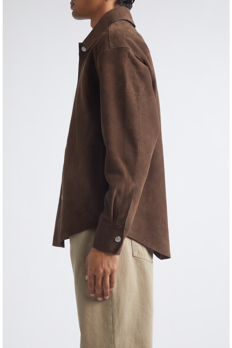 Goatskin Suede Overshirt, Alternate, color, CHOCOLAT