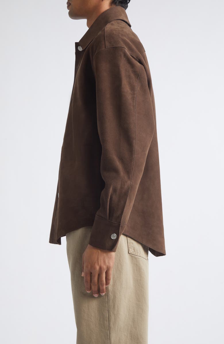 AMI PARIS Goatskin Suede Overshirt, Alternate, color,