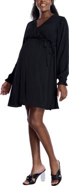 MOTHERHOOD MATERNITY Woven Wrap Long Sleeve Mini Dress