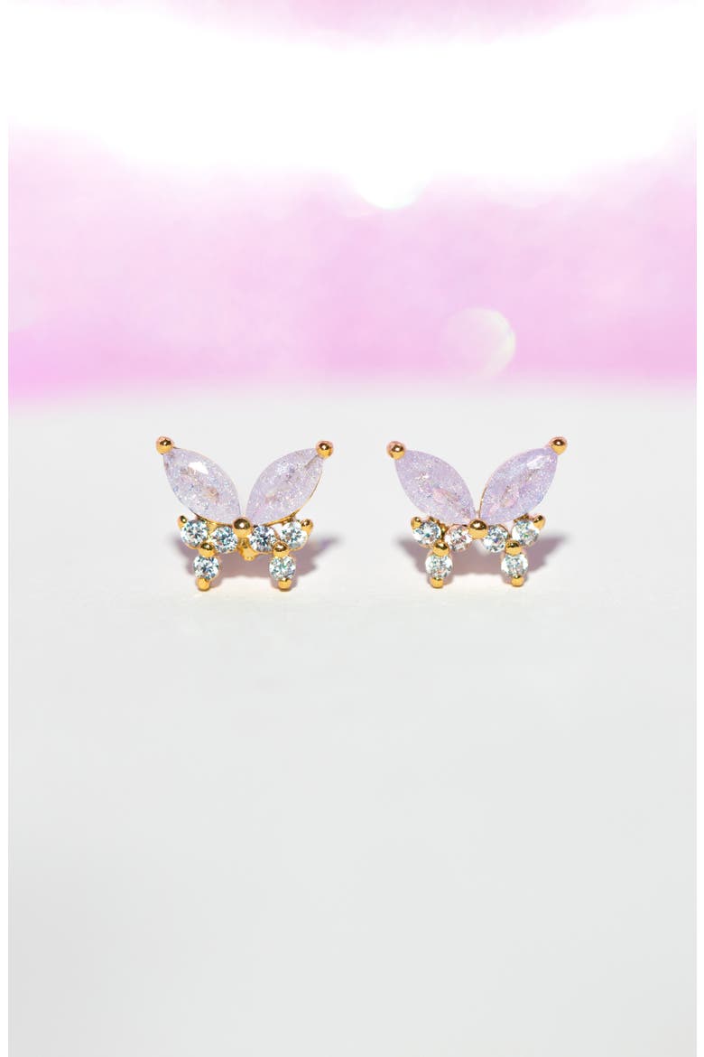 Remember Me Butterfly Stud Earrings, Alternate, color, GOLD