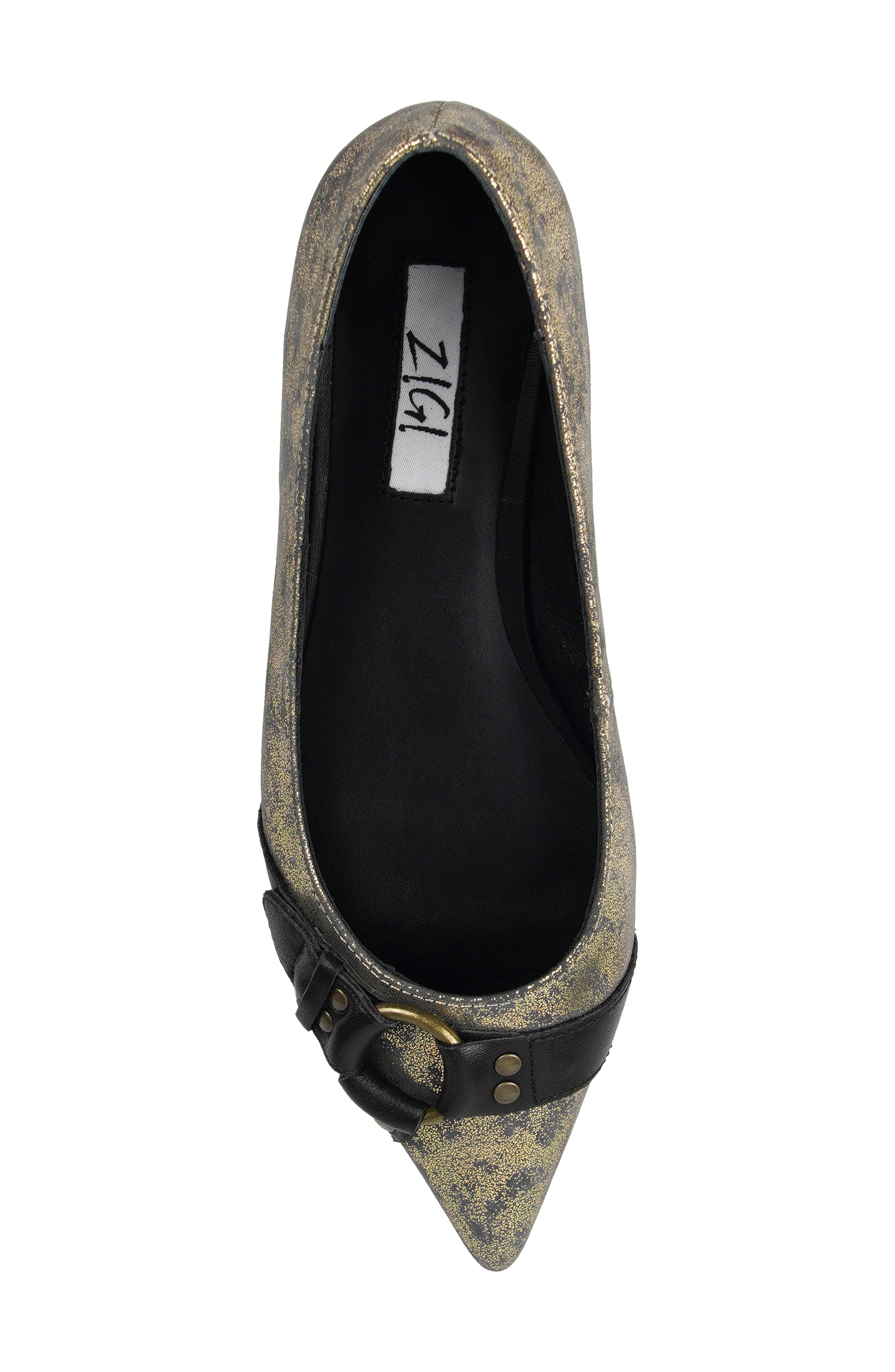 ZIGI Hilo Pointed Toe Flat, Alternate, color, Gold Leather