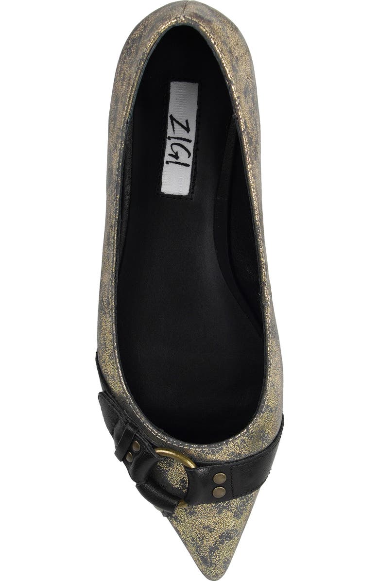 ZIGI Hilo Pointed Toe Flat, Alternate, color, Gold Leather