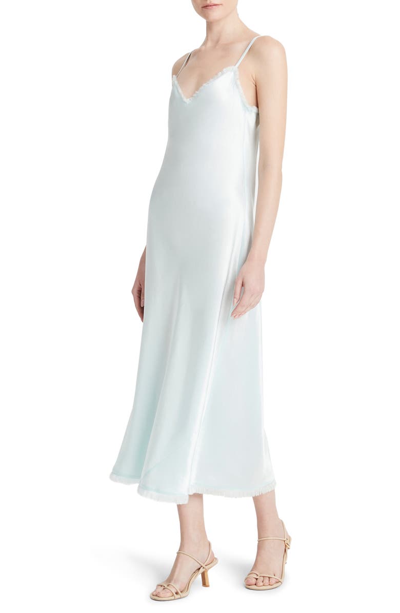 Vince Fray Edge Satin Slipdress, Alternate, color, Sea Star