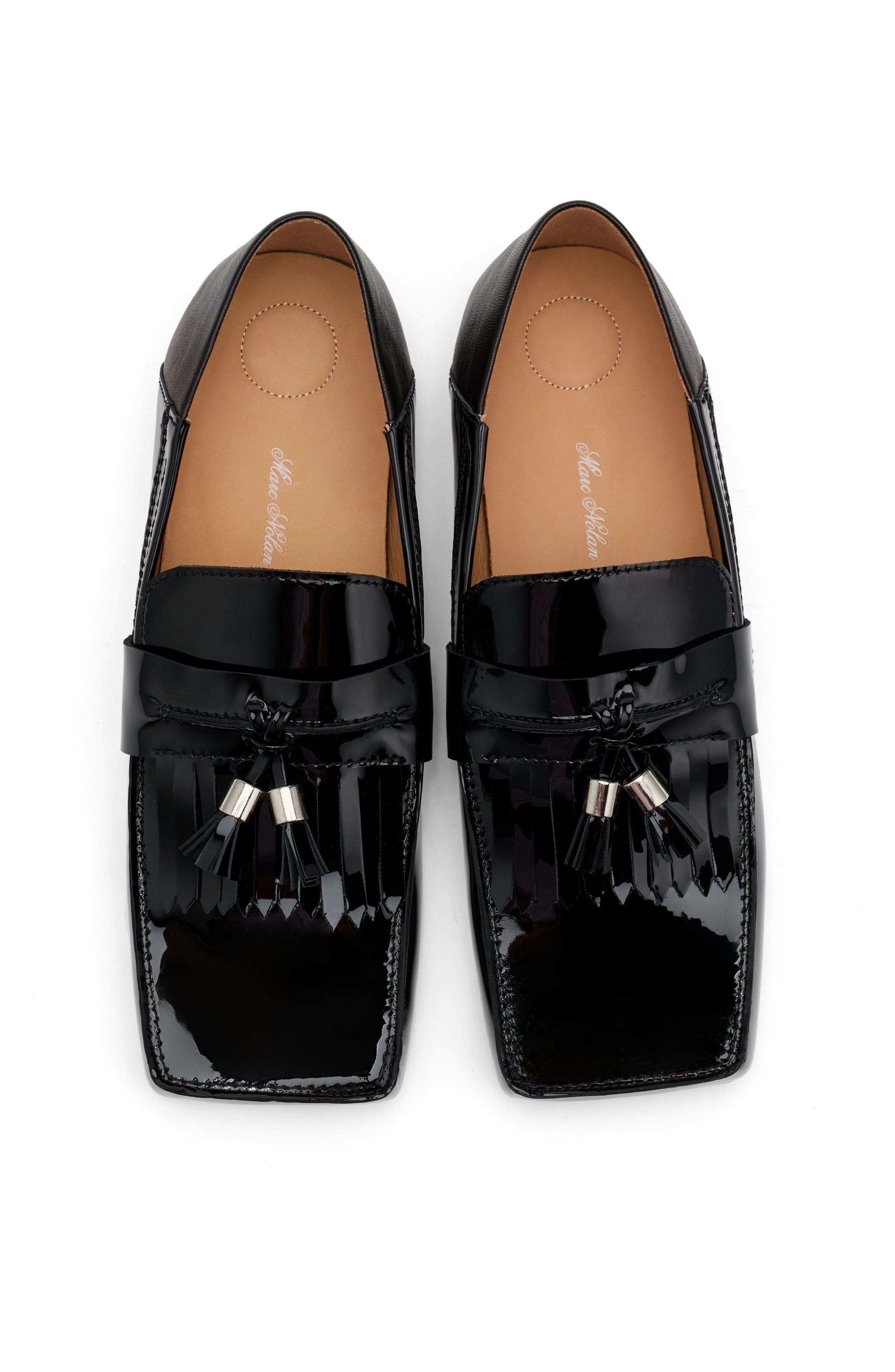 MARC NOLAN Simone Patent Leather Tassel Loafers, Alternate, color, Black