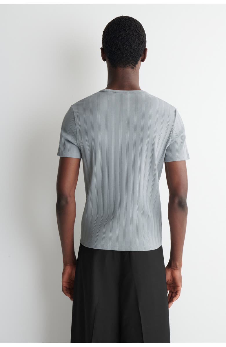 COS Slim-fit Wide-rib Cotton T-shirt, Alternate, color, Gray