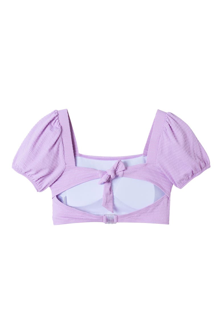 Kids' Texture Puff Sleeve Two-Piece Swimsuit, Alternate, color, PURPLE