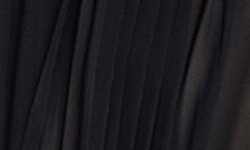 Kenneth Cole Pleated Illusion Neck Maxi Cocktail Dress In Black