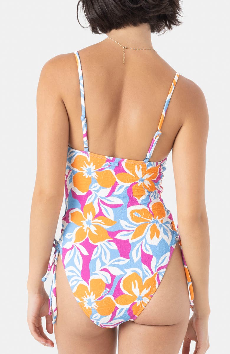 Roxy Topanga Canyon Lace-Up Side One-Piece Swimsuit, Alternate, color, 