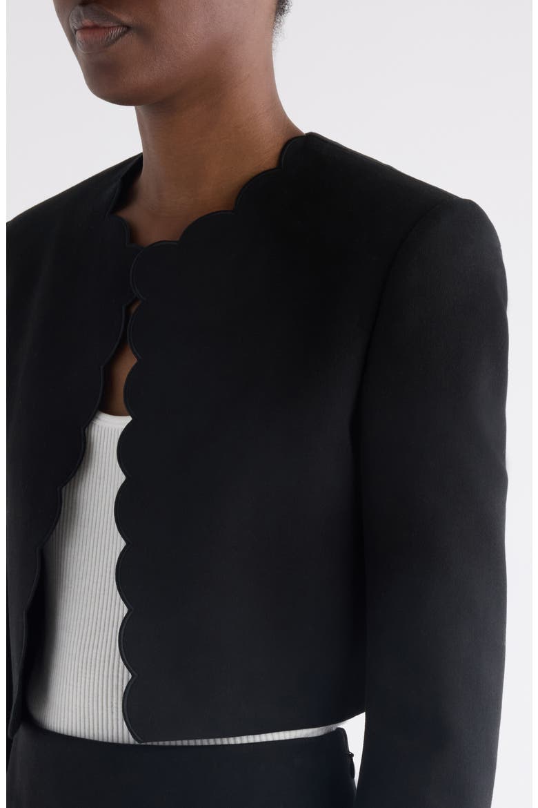 Scallop Edge Spencer Jacket, Alternate, color, BLACK