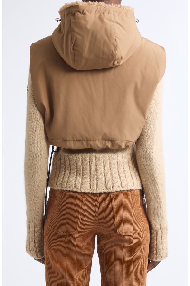 Hooded Faux Fur Bib, Alternate, color, BEIGE