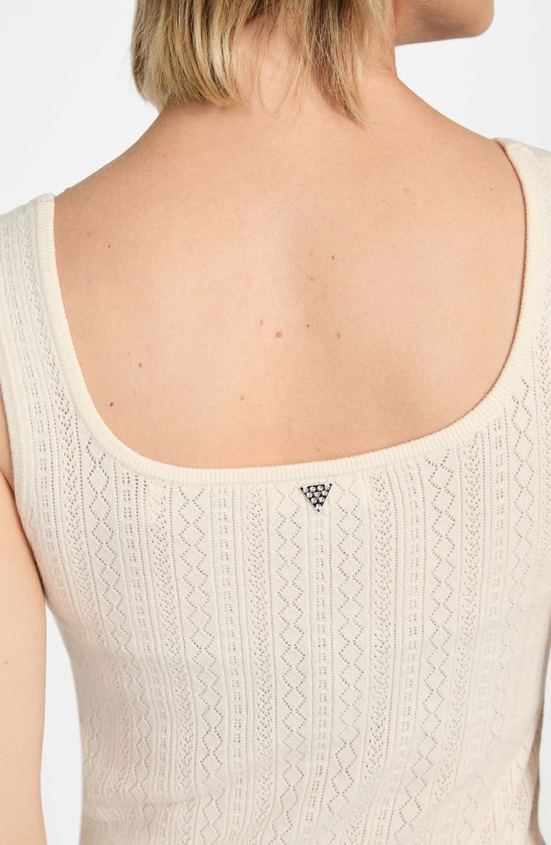 GUESS Lyla Pointelle Crop Sweater Tank, Alternate, color, Cream White