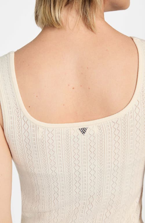 Guess Lyla Pointelle Crop Sweater Tank In White