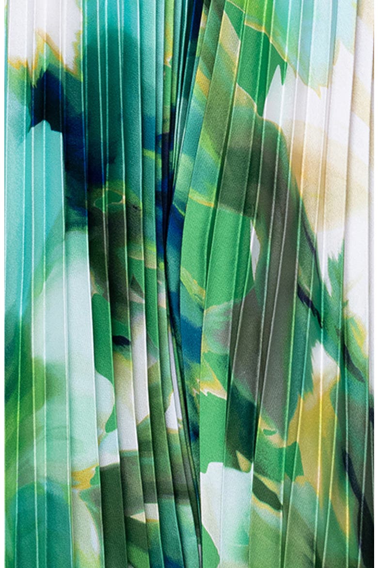 Floral Print Pleated Halter Dress, Alternate, color, GREEN/ MULTI