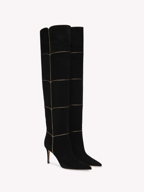 Gianvito Rossi Clarice 85 Metallic Leather-trimmed Suede Over-the-knee Boots