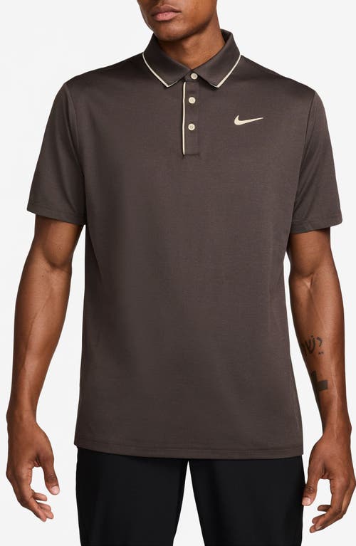 Nike Golf Dri-FIT Tour Tipped Piqué Golf Polo in Baroque Brown/Pale Ivory 