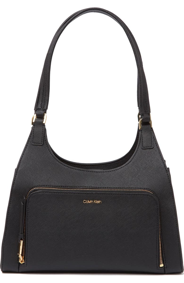 Calvin Klein Ava Saffiano Leather Organizational Shoulder Bag, Main, color,
