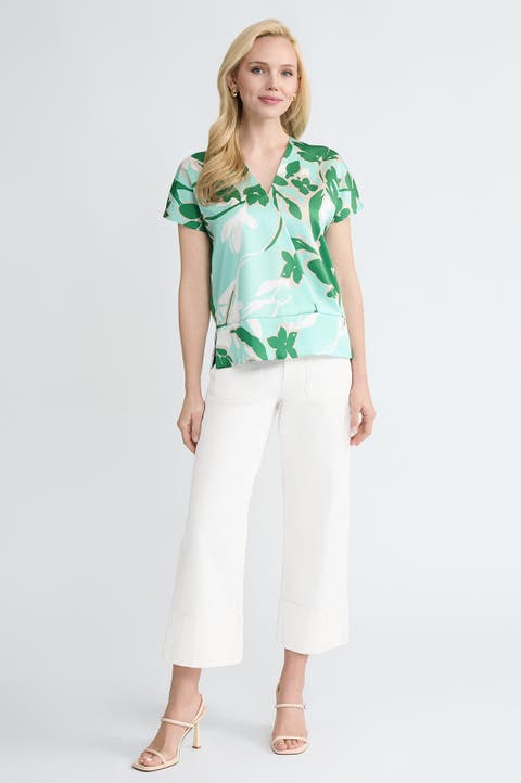 Floral Printed Crepe de Chine Top