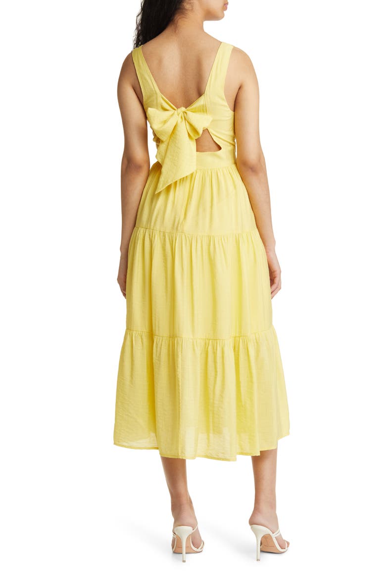 Twist Front Cutout Tiered Sundress, Alternate, color, YELLOW