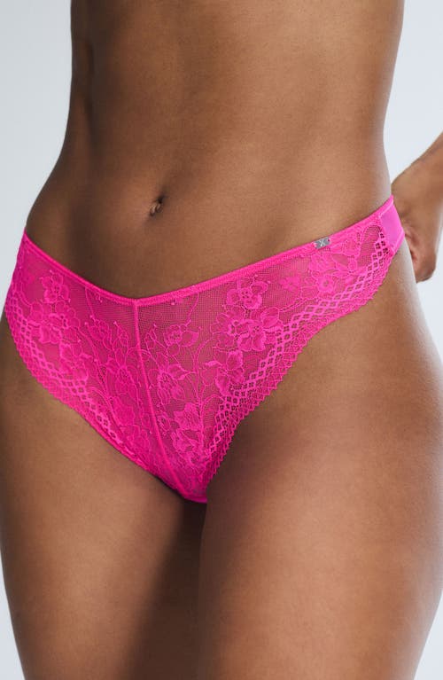 Savage X Fenty Top Drawer Lace Thong In Frisky Pink