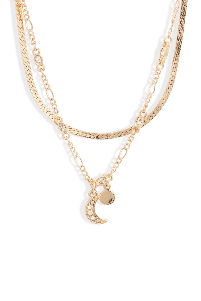 x Claudia Sulewski Layered Charm Necklace, Main, color, CLEAR- GOLD