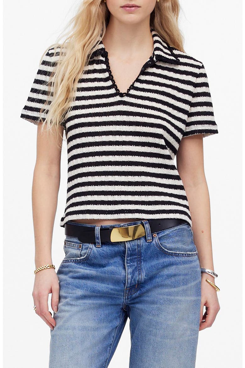Stripe Knit Polo, Main, color, VINTAGE IVORY