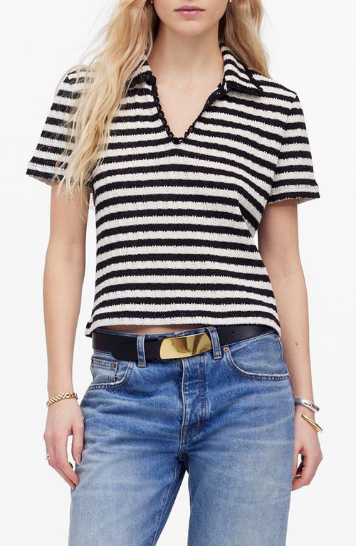 Madewell Stripe Knit Polo In Vintage Ivory