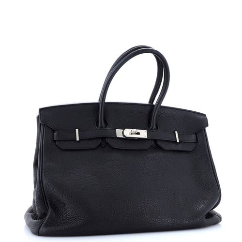 Pre-owned Hermes Hermes Birkin Handbag Black Clemence With Palladium Hardware 35 In Black